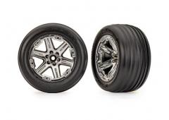 raxxas TRX3779 TIRES & WHEELS, ASSEMBLED, GLUED (2.8") (RXT CHROME WHEELS, RIBBED TIRES, FOAM INSERT