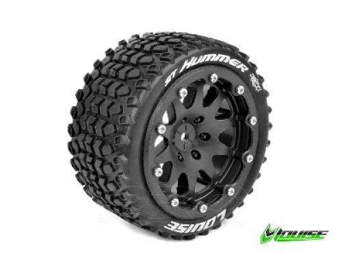 ST-HUMMER TRUCK TIRE SOFT / 0 OFFSET BEAD-LOCK BLACK RIM HEX 12mm / MOUNTED