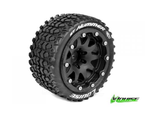 ST-HUMMER TRUCK TIRE SOFT / 1/2 OFFSET BEAD-LOCK BLACK RIM HEX 12mm / MOUNTED