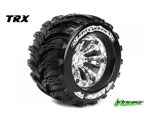 MT-CYCLONE - 1-8 Monster Truck Banden Set - Verlijmd op velg - Medium - 3.8\" Velgen Chro