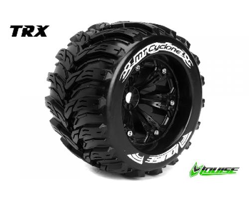 MT-CYCLONE - 1-8 Monster Truck Banden Set - Verlijmd op velg - Medium - 3.8\" Velgen Zwar