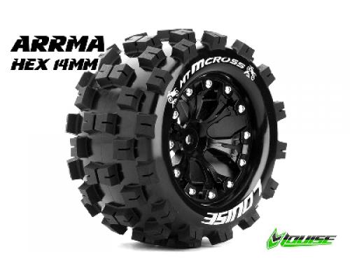 MT-ROCK - 1-10 Monster Truck Banden Set - Verlijmd op velg - Soft - 2.8\" Velgen Zwart Ch