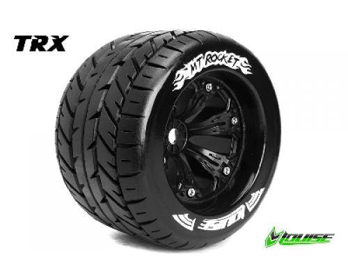 MT-ROCKET - 1-8 Monster Truck Banden Set - Verlijmd op velg - Medium - 3.8\" Velgen Zwart