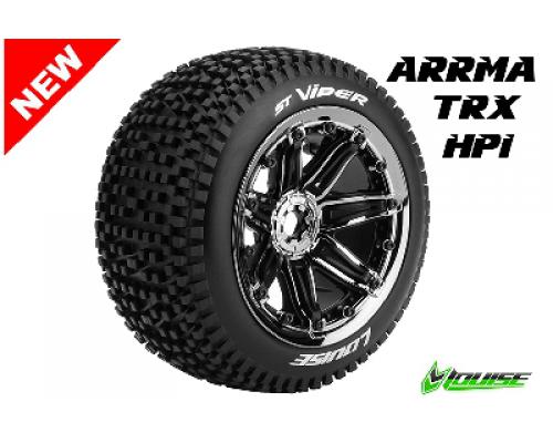 ST-VIPER - 1-8 Stadium Truck Banden Set - Verlijmd op velg - Sport - 3.8\" Beadlock velge