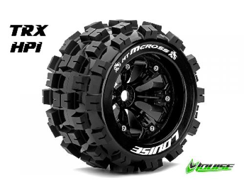 MT-MCROSS - 1-8 Monster Truck Banden Set - Verlijmd op velg - Medium - 3.8\" Velgen Zwart