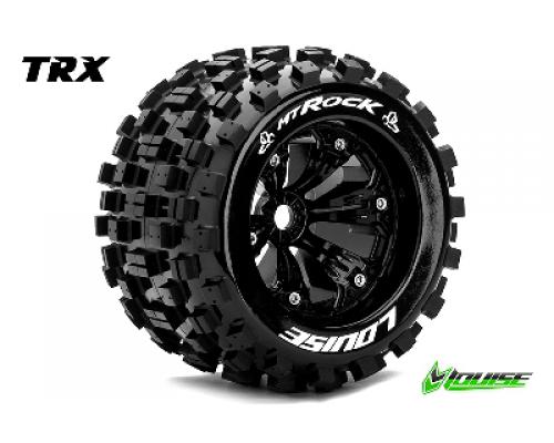 MT-ROCK - 1-8 Monster Truck Banden Set - Verlijmd op velg - Medium - 3.8\" Velgen Zwart -