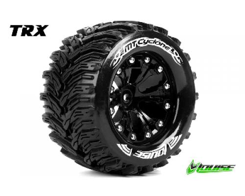 MT-CYCLONE - 1-10 Monster Truck Banden Set - Verlijmd op velg - Soft - 2.8\" Velgen Zwart