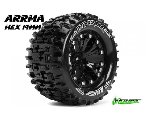 MT-PIONEER - 1-10 Monster Truck Banden Set - Verlijmd op velg - Soft - 2.8\" Velgen Zwart