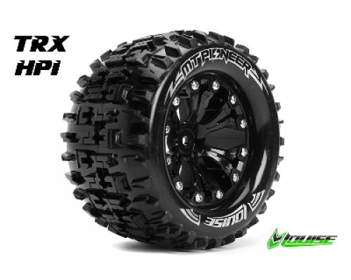 MT-PIONEER - 1-10 Monster Truck Banden Set - Verlijmd op velg - Soft - 2.8\" Velgen Zwart