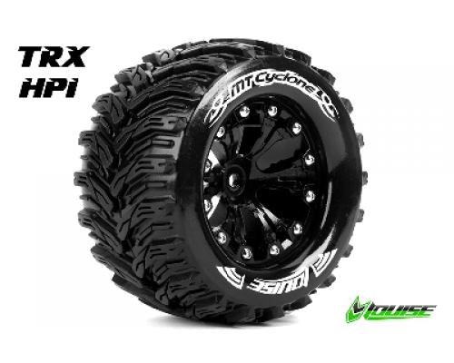 MT-CYCLONE - 1-10 Monster Truck Banden Set - Verlijmd op velg - Soft - 2.8\" Velgen Zwart