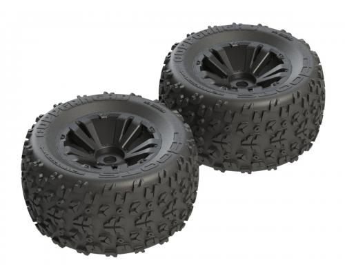 AR550013 Copperhead MT 6S Tire Wheel Glued Black (2) (ARAC9612)