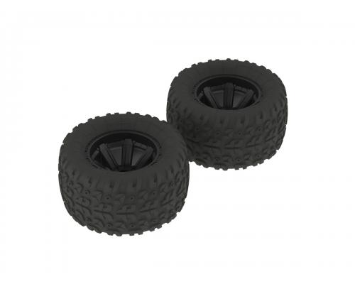 AR550014 Copperhead MT Tire/Wheel Glued Black (2) (ARAC9611)