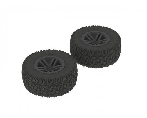 AR550017 Sidewinder 2 SC Tire Wheel Glued Black (2) (ARAC9648)