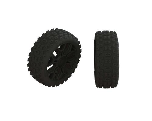 AR550057 2HO Tire Set Glued Black (2) (ARA550057)