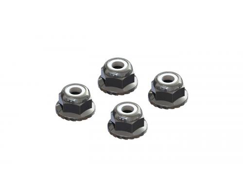 AR708008 Flanged Nyloc Locknut 4mm Silver (4) (ARAC9699)