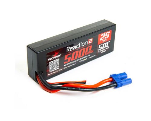 5000mAh 7.4V 2S 50C Reaction 2.0 Hardcase LiPo Battery: EC5