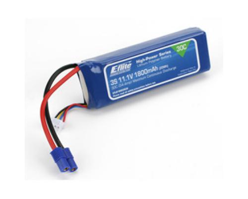 1800mAh 3S 11.1V 30C LiPo,13AWG EC3 EFLB18003S30