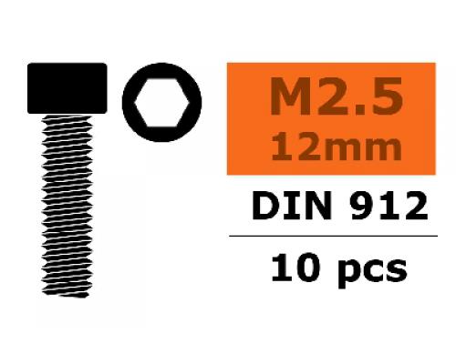 Cilinderkopschroef - Binnenzeskant - M2,5X12 - Staal - 10 st