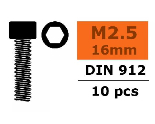 Cilinderkopschroef - Binnenzeskant - M2,5X16 - Staal - 10 st