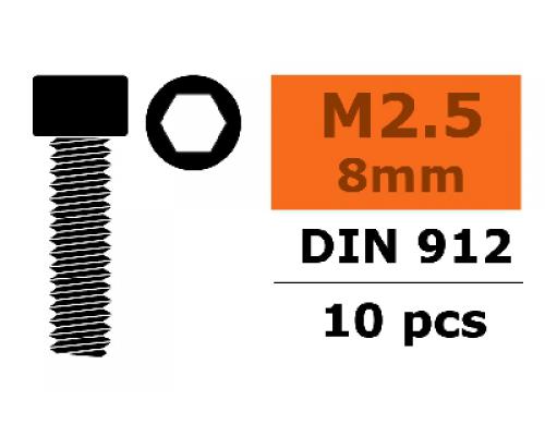 Cilinderkopschroef - Binnenzeskant - M2,5X8 - Staal - 10 st
