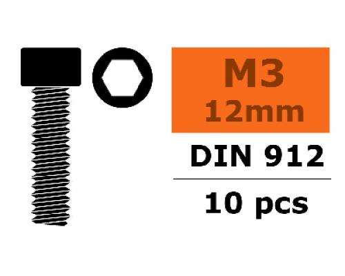 Cilinderkopschroef - Binnenzeskant - M3X12 - Staal - 10 st