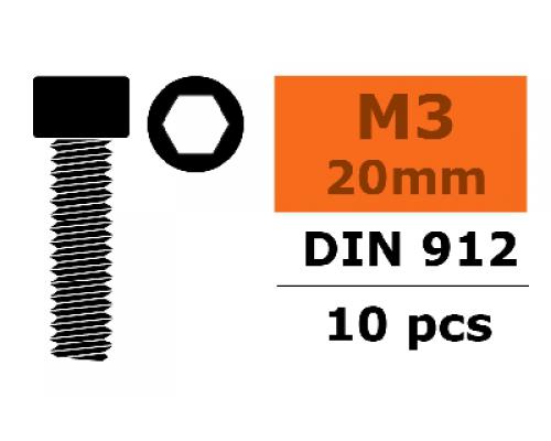 Cilinderkopschroef - Binnenzeskant - M3X20 - Staal - 10 st