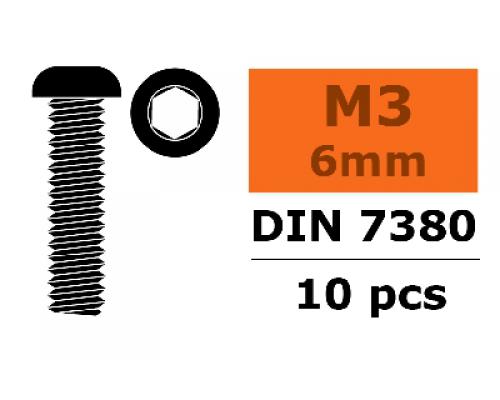 Laagbolkopschroef - Binnenzeskant - M3X6- Staal - 10 st