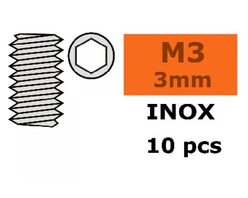 Stelschroef - Binnenzeskant - M3X3 - Inox - 10 st
