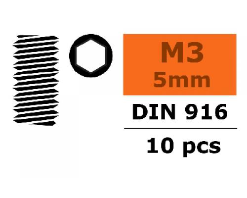 Stelschroef - Binnenzeskant - M3X5 - Staal - 10 st