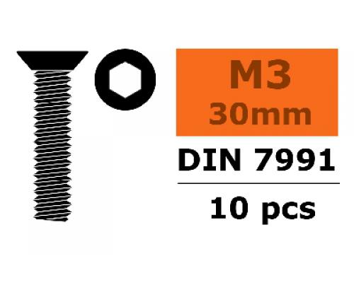 Verzonkenkopschroef - Binnenzeskant - M3X30 - Staal - 10 st