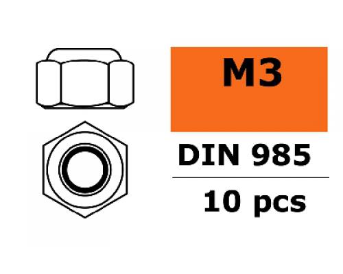 Zelfborgende zeskantmoer - M3 - Gegalvaniseerd staal - 10 st