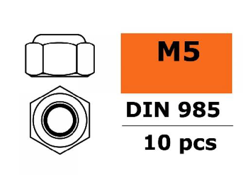Zelfborgende zeskantmoer - M5 - Gegalvaniseerd staal - 10 st