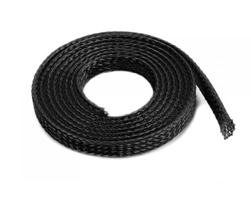 Kabel beschermhoes - Gevlochten - 6mm - Zwart - 1m