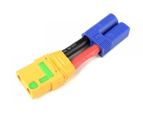 Power adapterkabel EC-5 connector man, XT-90 AS Anti-Spark connector vrouw. 10AWG Silicone