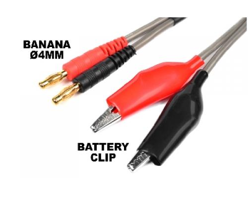 Laadkabel Pro \"Banana 4mm\" - Battery Clip - 40 cm - Flat silicone wire 14AWG