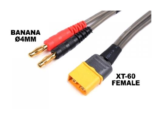 Laadkabel Pro \"Banana 4mm\" - XT-60 Female - 40 cm - Flat silicone wire 14AWG