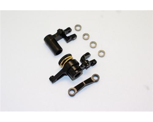 STEERING ASSEMBLY WITH BEARINGS - 1SET BLACK GPM TRX 1/10 SLASH 4X4 RALLY STAMPEDE/RUSTLER/HOSS 4X4