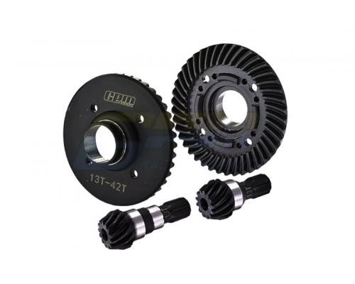 Tandkrans 42T met pinion 13T chroomstaal v&a GPM TRX XRT, X-Maxx GPMSTXM1200FRBK