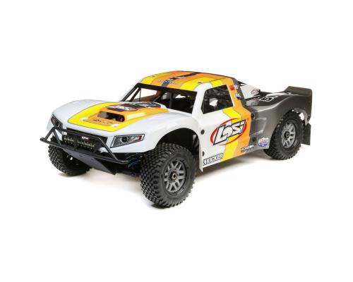 Losi 1/5 5IVE-T 2.0 4WD Short Course Truck Gas BND, Grijs/Oranje/Wit (LOS05014T2)