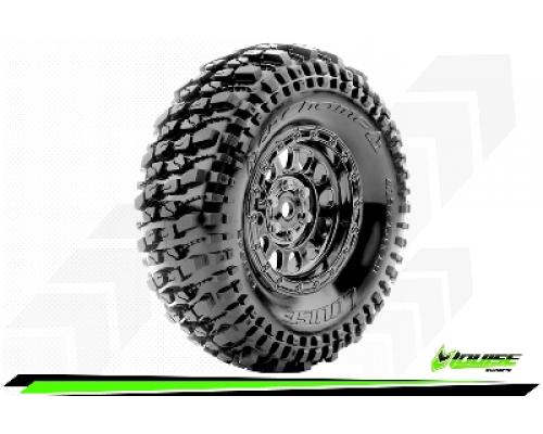 CR-CHAMP - Class 1 - 1-10 Crawler Tire Set - Mounted - Super Soft - Black Chrome 1.9 Wheels - Hex 12