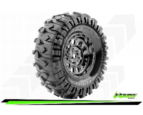 CR-ROWDY - Class 1 - 1-10 Crawler Tire Set - Mounted - Super Soft - Black Chrome 1.9 Wheels - Hex 12