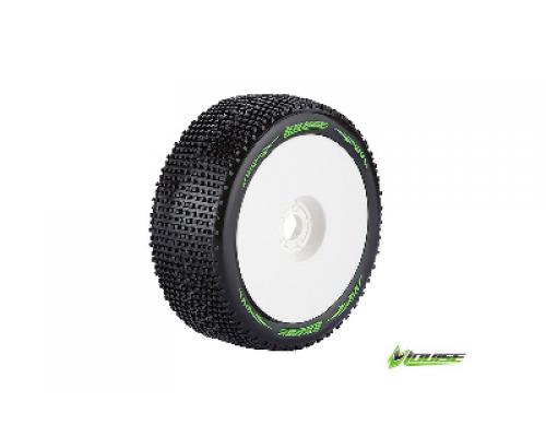 B-GROOVE - 1-8 Buggy Banden Set - Verlijmd op velg - Soft - Velgen Wit - Zeskant 17mm -