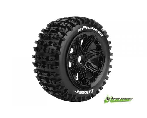 B-PIONEER - 1-5 Buggy Banden - Verlijmd op velg - SPORT - Velgen Zwart 24mm - Hex - Voor