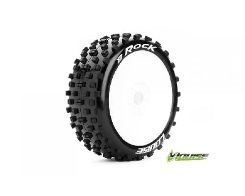 B-ROCK - 1-8 Buggy Banden Set - Verlijmd op velg - Soft - Velgen Wit - Zeskant 17mm - 1