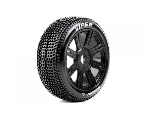 B-VIPER-JA - 1-8 Buggy Banden Set - Verlijmd op velg - Soft - Spaakvelgen Zwart - Zeskan