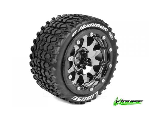 ST-HUMMER TRUCK TIRE SOFT / 1/2 OFFSET BEAD-LOCK BLACK CHROME RIM HEX 12mm / MO