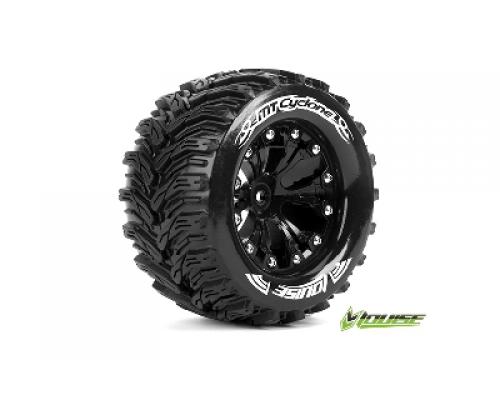 MT-CYCLONE - 1-10 Monster Truck Banden Set - Verlijmd op velg - Soft - 2.8\" Velgen Zwart