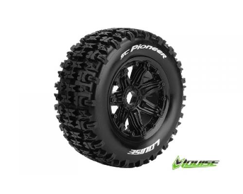 SC-PIONEER - 1-5 Short Course Truck Banden Set - Verlijmd op Velg - SPORT - Velgen Zwart