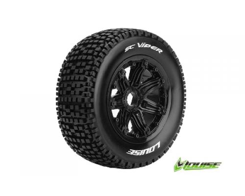 SC-VIPER - 1-5 Short Course Truck Banden Set - Verlijmd op Velg - SPORT - Velgen Zwart -