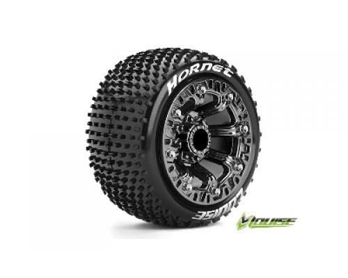 ST-HORNET - 1-16 Truck Banden Set - Verlijmd op velg - Soft - 2.2\" Velgen Zwart Chroom -